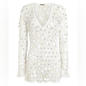 Caroline Constas White Sequin Cover Up